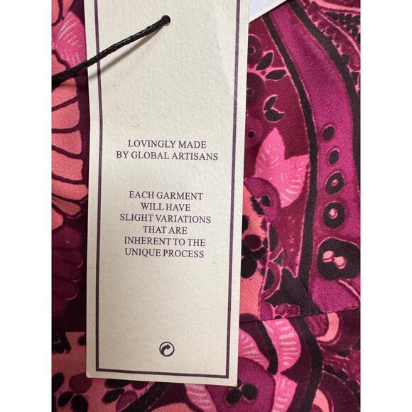 Figue NWT Pink Paisley Floral Satin Slip Dres s Sz Medium Spaghetti Strap - Picture 5 of 11